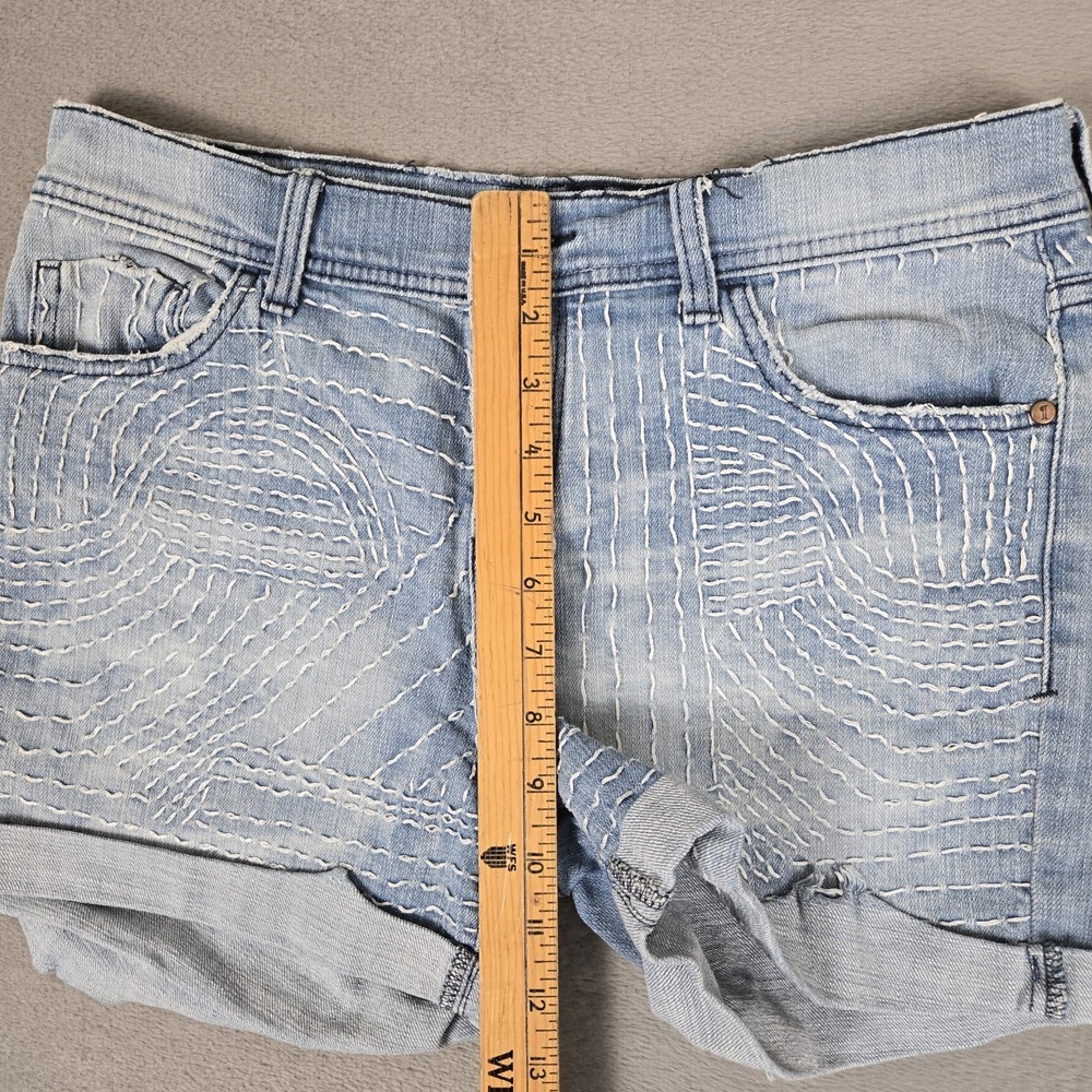Anthropologie Pilcro HYPHEN Jean Shorts Womens 27 Embroidered Cuffed Denim - Picture 8 of 11